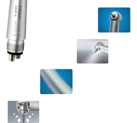 Coxo high-speed air turbine handpiece - CX207-A H02-SP4 (small head, spray, push-button)
