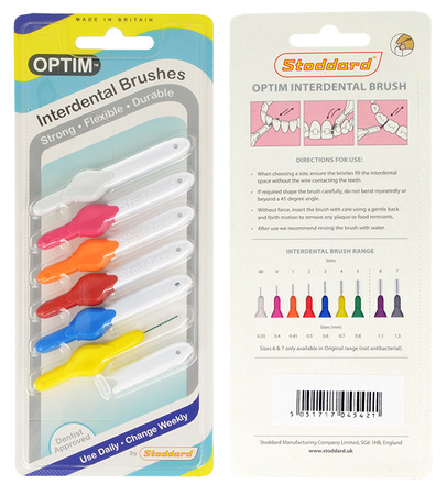OPTIM Interdental brushes (Stoddard), 6 pcs/pack, assortment
