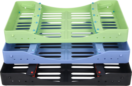 Instrument sterilization cassette - 10 slots - green