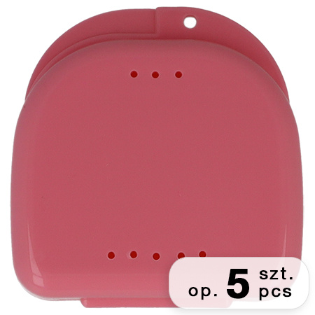 Denture box/case (set of 5 pcs) - with holes, 85x82x28, pink